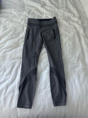 Lululemon Charcoal Gray Athletic Leggings with Zipper Pockets